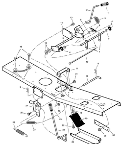 Mower Housing Suspension Diagram and Parts List for 309029X92B  Briggs and Stratton Lawn Tractor